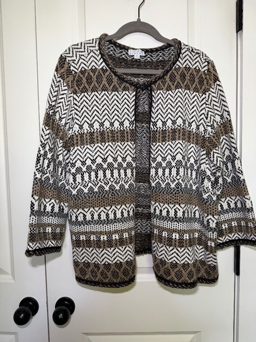 Patterned Knit Cardigan XL | Fair Isle Inspired Geometric Boho Cottagecore